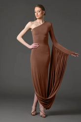 2025 New Sexy Off-shoulder Long Skirt High-end Women's Slim Single-sleeved Dress Celebrate Evening Party Outfit Wholesale